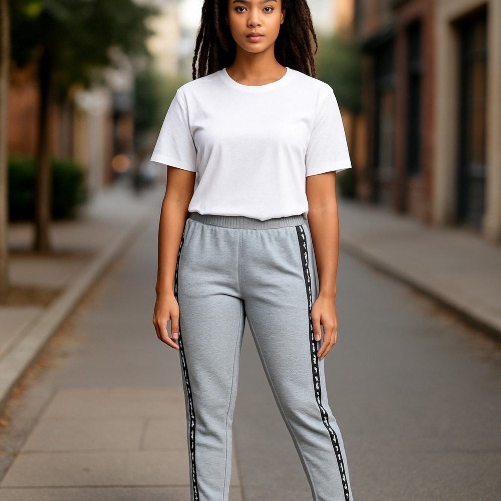 PINK Victoria's Secret Women's Small Gray Striped Athletic Athleisure Joggers